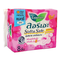 Laurier Soft and Safe Wings Sanitary Pad For Day Time 8p / (หน่วย)